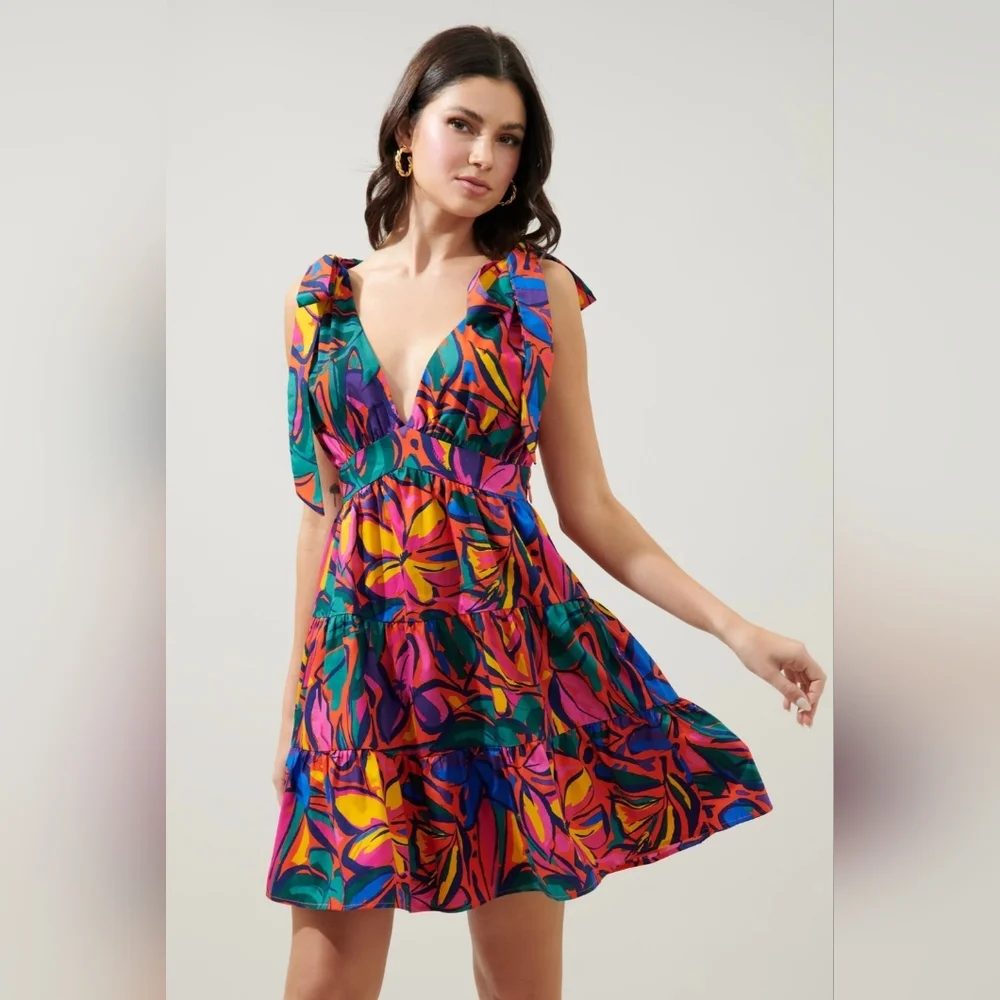 SUGARLIPS | Talullah Tie Strap Tiered Mini Dress - Picture 2 of 7